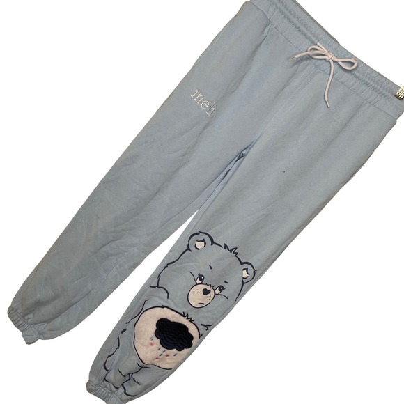 Care Bears Grumpy Bear Blue Sweatpants Joggers Lounge Womens Size Small - Picture 1 of 5